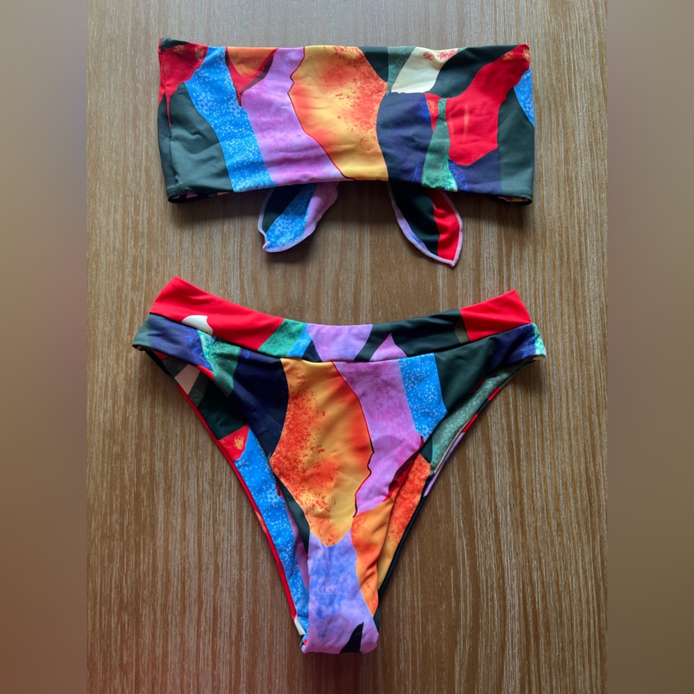 Allover Graphic High Waisted Bikini Swimsuit - Picture 2 of 5